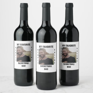 Custom Sports dad Sports mom photo template Wine Label