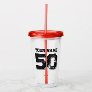 Custom sports jersey number and name  acrylic tumbler