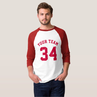 Custom Sports Jersey Red Add Your Name Team Number T-Shirt