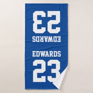 Custom Sports Numbered With Name Bath Towel