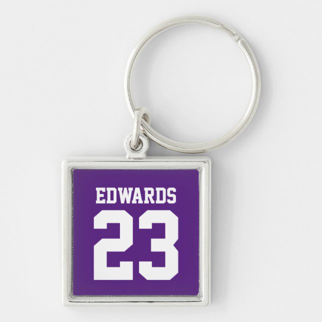 Custom Sports Numbered With Name Key Ring (Front)