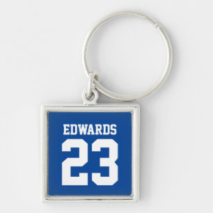 Custom Sports Numbered With Name Key Ring