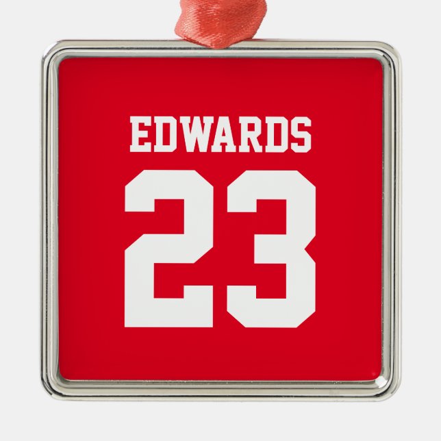 Custom Sports Numbered With Name Metal Tree Decoration (Front)