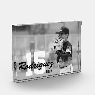 Custom Sports Photo with Name and Jersey Number Block