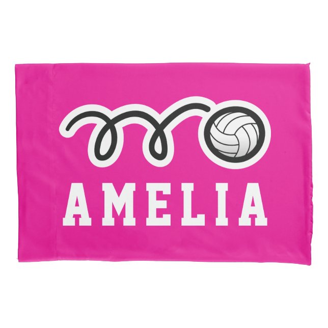 Custom sporty volleyball pillowcase for kid's room (Front)