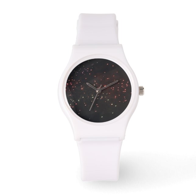 Custom Sporty White Silicon Fireworks Watch (Front)