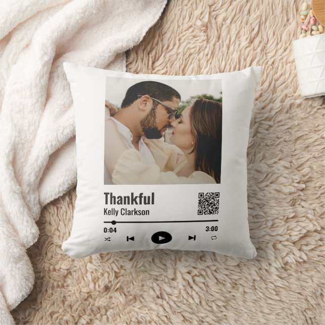 Custom Spotify Couple Photo Music Anniversary  Cushion (Blanket)