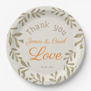 Custom Spread love greenery wedding elegant simple Paper Plate