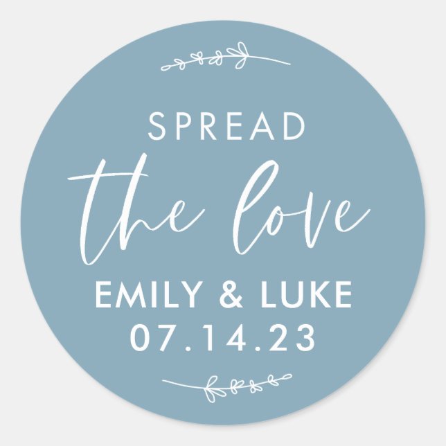 Custom Spread the Love Wedding Jam Favour Classic Round Sticker (Front)