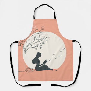 Custom Spring Aesthetic   Peaceful Girl Reading  Apron