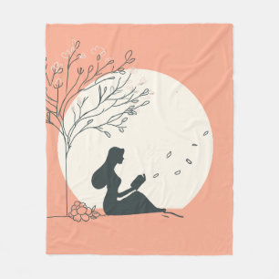 Custom Spring Aesthetic   Peaceful Girl Reading  Fleece Blanket
