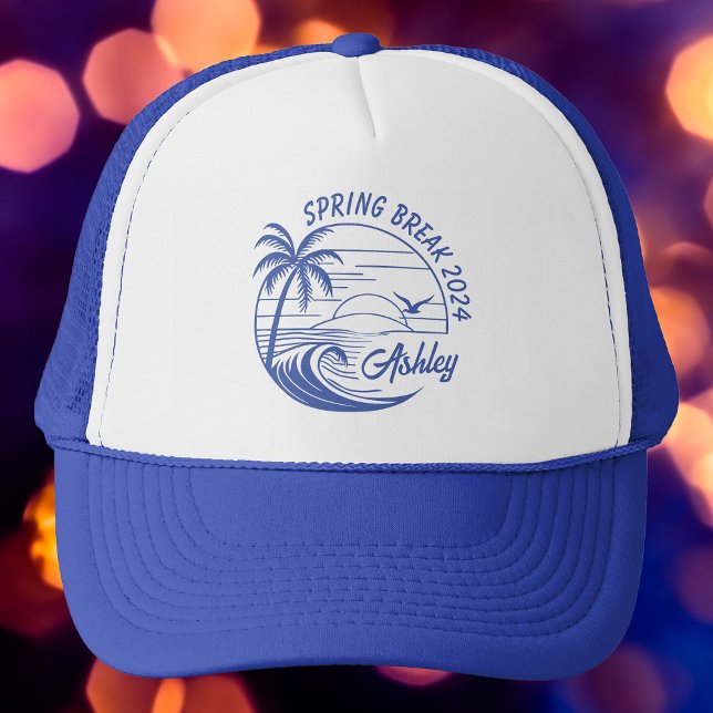 Custom Spring Break Girls Trip Cute Beach Fun Trucker Hat (Creator Uploaded)