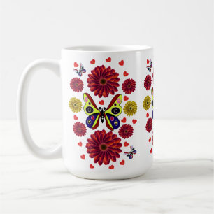 Custom Spring Butterfly Floral Gift  Coffee Mug
