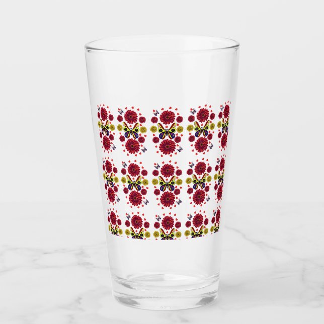 Custom Spring Butterfly Floral Gift  Glass (Front)