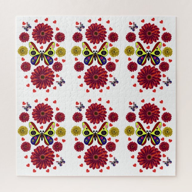 Custom Spring Butterfly Floral Gift  Jigsaw Puzzle (Vertical)