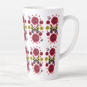 Custom Spring Butterfly Floral Gift Latte Mug