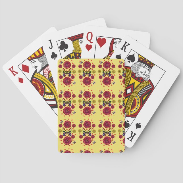 Custom Spring Butterfly Floral Gift  Playing Cards (Back)