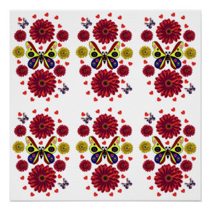 Custom Spring Butterfly Floral Gift Poster