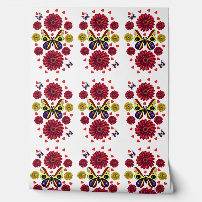 Custom Spring Butterfly Floral Gift  Wallpaper (Unrolling)