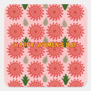 Custom Spring Flower Women's Day Pattern  Square Sticker