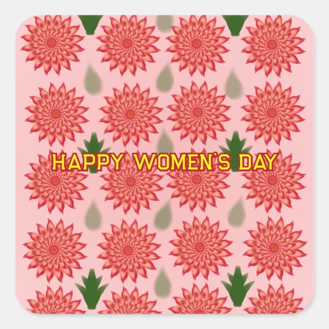 Custom Spring Flower Women's Day Pattern  Square Sticker (Front)