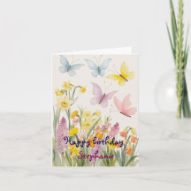 Custom Spring Flowers and Butterfly  Birthday 