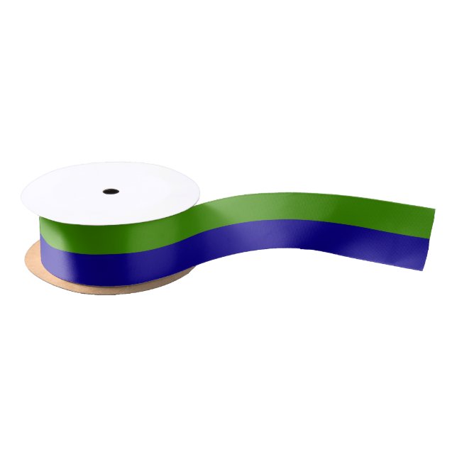 Custom Spring Green and Dark Blue Satin Ribbon (Spool)
