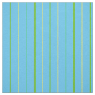 Custom Spring Green Stripes on Sky Blue Pattern Fabric