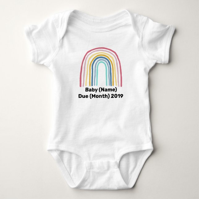 Custom Spring Rainbow Baby Announcement Bodysuit (Front)