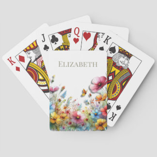 Custom Spring Wildflowers Personalised Playing Cards