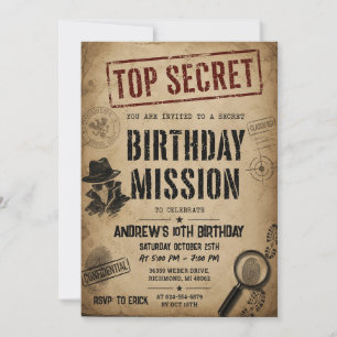 Custom Spy Mission Birthday Invitation
