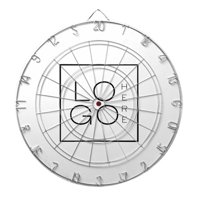 Custom Square Business Logo Minimalist Plain White Dartboard (Front)