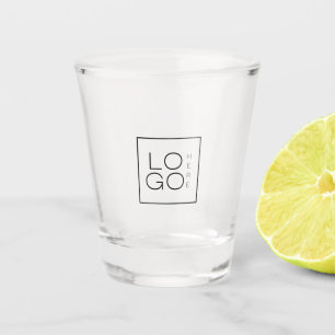 Custom Square Business Logo Minimalist Plain White Shot Glass