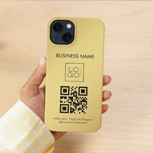 Custom Square Business Logo QR Code Gold Gradient iPhone Case (Creator Uploaded)