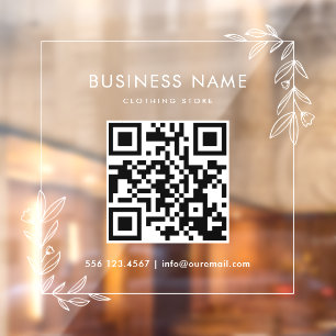 Custom Square Business QR Code Sign Window Cling