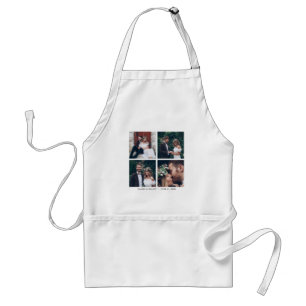 Custom Square Collage 4 Wedding Photo & Text Standard Apron