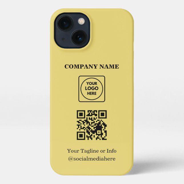Custom Square Logo QR Code Gold iphone case (Back)