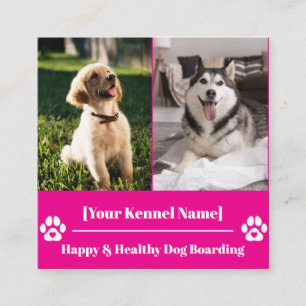 Custom Square Pet Kennel with Paw Print Square Business Card