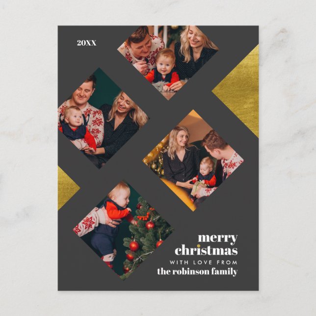 Custom Square Photo Gallery | Christmas Holiday Postcard (Front)
