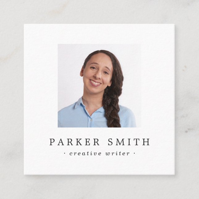Custom square photo modern minimalist professional business card (Front)