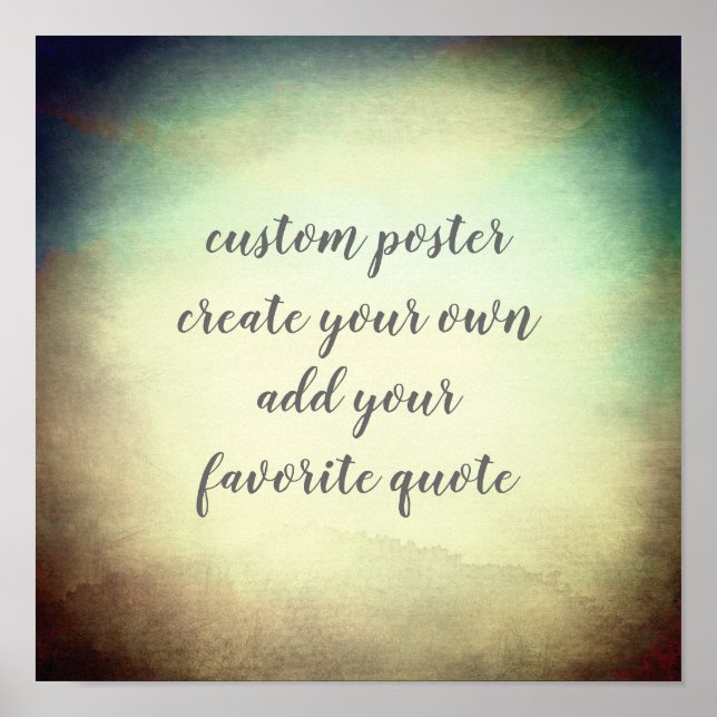 custom square poster add your quote watercolor (Front)