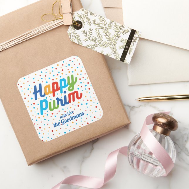 Custom Square Purim Gift label (Gifting)