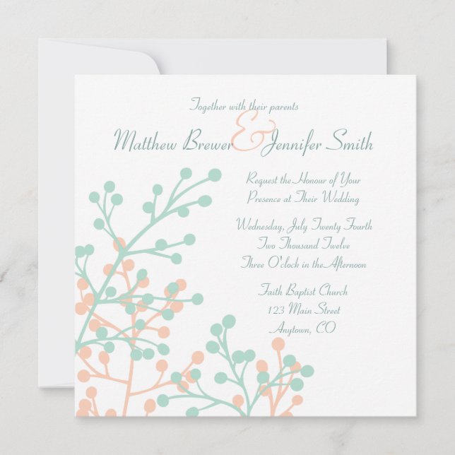Custom Square Rustic Floral Wedding Invitation (Front)