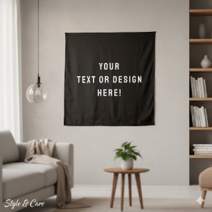 Custom Square Tapestry – Black & Personalized