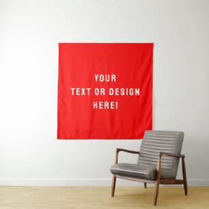 Custom Square Tapestry – Red & Personalised