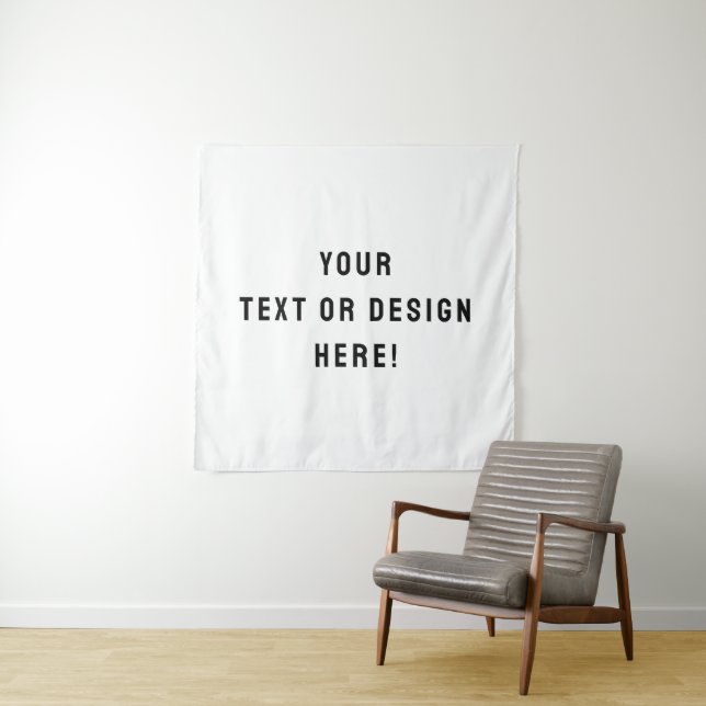 Custom Square Tapestry – White & Personalised (In Situ)