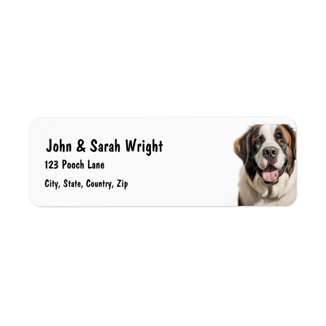 Custom St Bernard  Dog Address Label (Front)