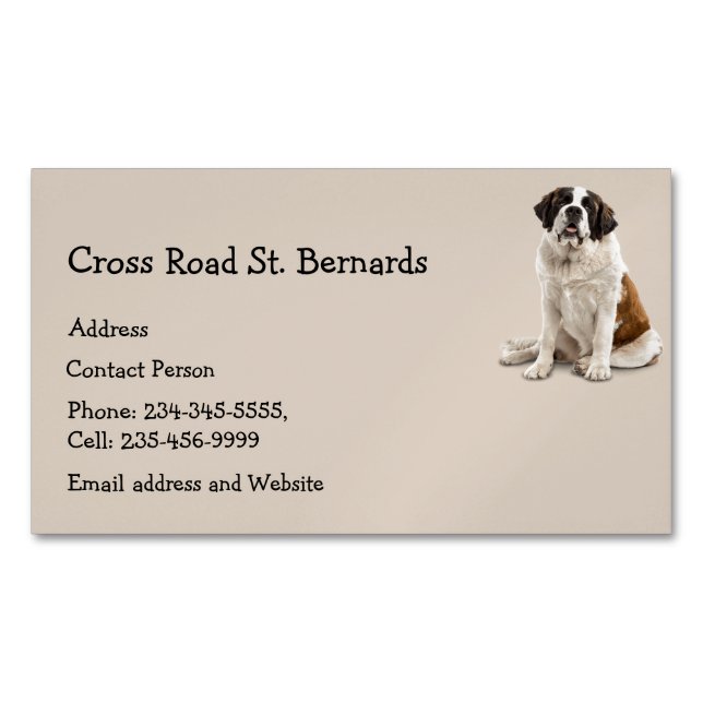Custom St. Bernard Dog Pet Animal Logo Magnetic Business Card (Front)