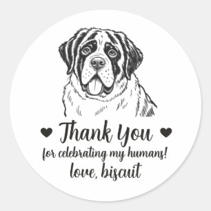 Custom St Bernard Dog Wedding Favour Stickers