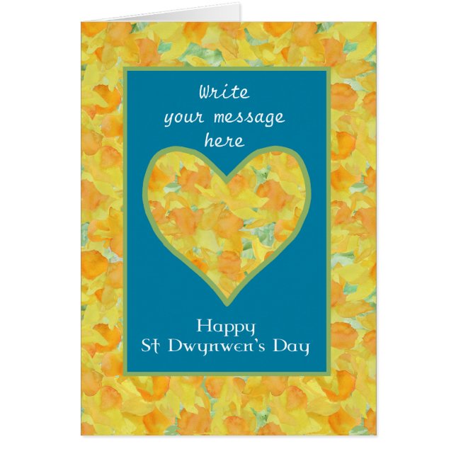Custom St Dwynwen's Day Daffodils Heart, English (Front)